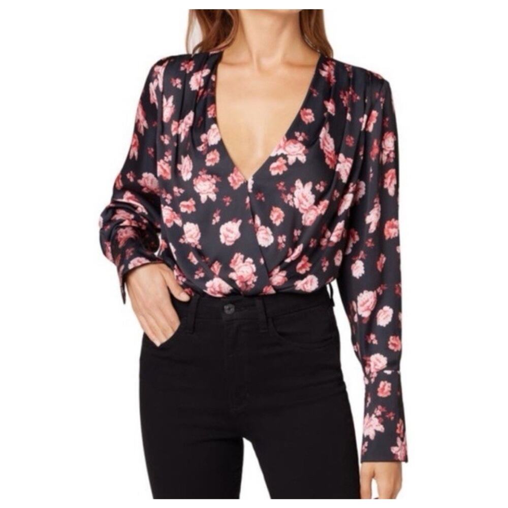 Favorite Daughter The Date Floral Satin Bodysuit Blouse Small Valentine Sexy R14